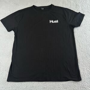 Huel Tee Mens L Black Crew Neck Pullover Short Sleeve Cotton Blend T-Shirt NEW‎